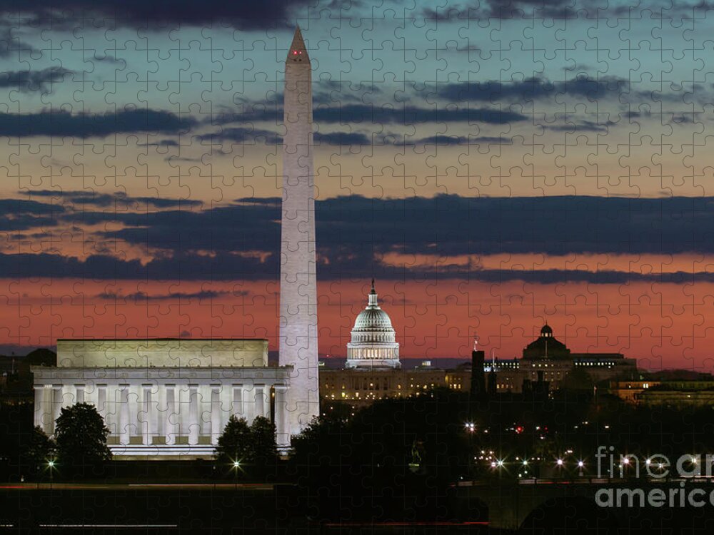 Clarence Holmes Jigsaw Puzzle featuring the photograph Washington DC Landmarks at Sunrise I by Clarence Holmes