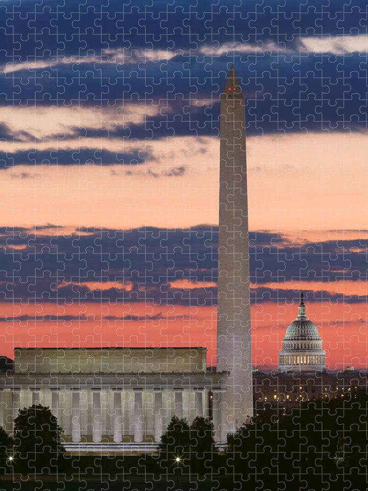 Clarence Holmes Jigsaw Puzzle featuring the photograph Washington DC Landmarks at Sunrise II by Clarence Holmes