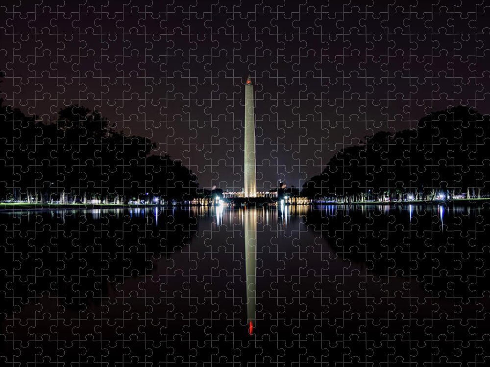 Night Jigsaw Puzzle featuring the photograph Washington Reflection by Greg and Chrystal Mimbs