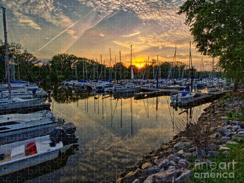 Sunsets Jigsaw Puzzle featuring the photograph Washington Sailing Marina by Rod Best