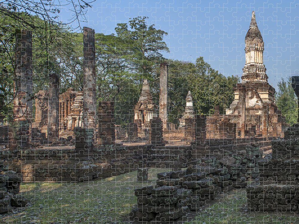 Temple Jigsaw Puzzle featuring the photograph Wat Chedi Ched Thaeo Main Wihan and Main Chedi DTHST0130 by Gerry Gantt