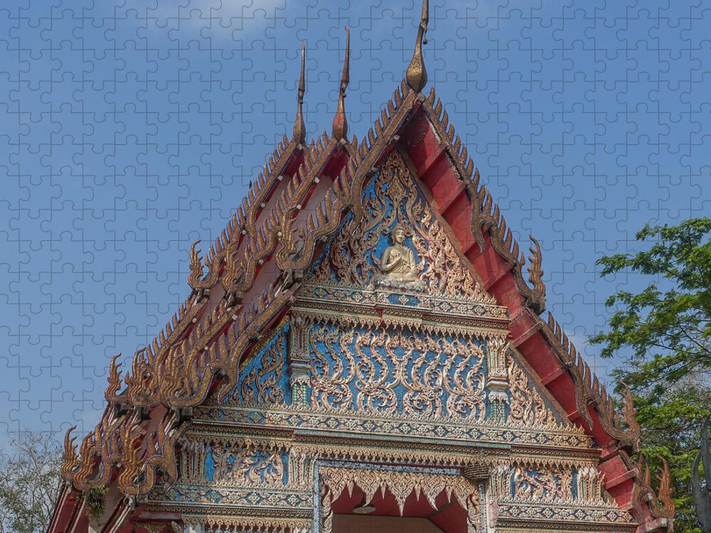 Temple Jigsaw Puzzle featuring the photograph Wat Kao Kaew Phra Ubosot Gable DTHCP0020 by Gerry Gantt