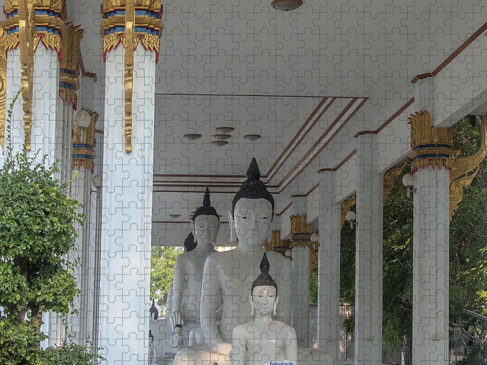 Temple Jigsaw Puzzle featuring the photograph Wat Nakon Sawan Phra Wihan Buddha Images DTHNS0014 by Gerry Gantt