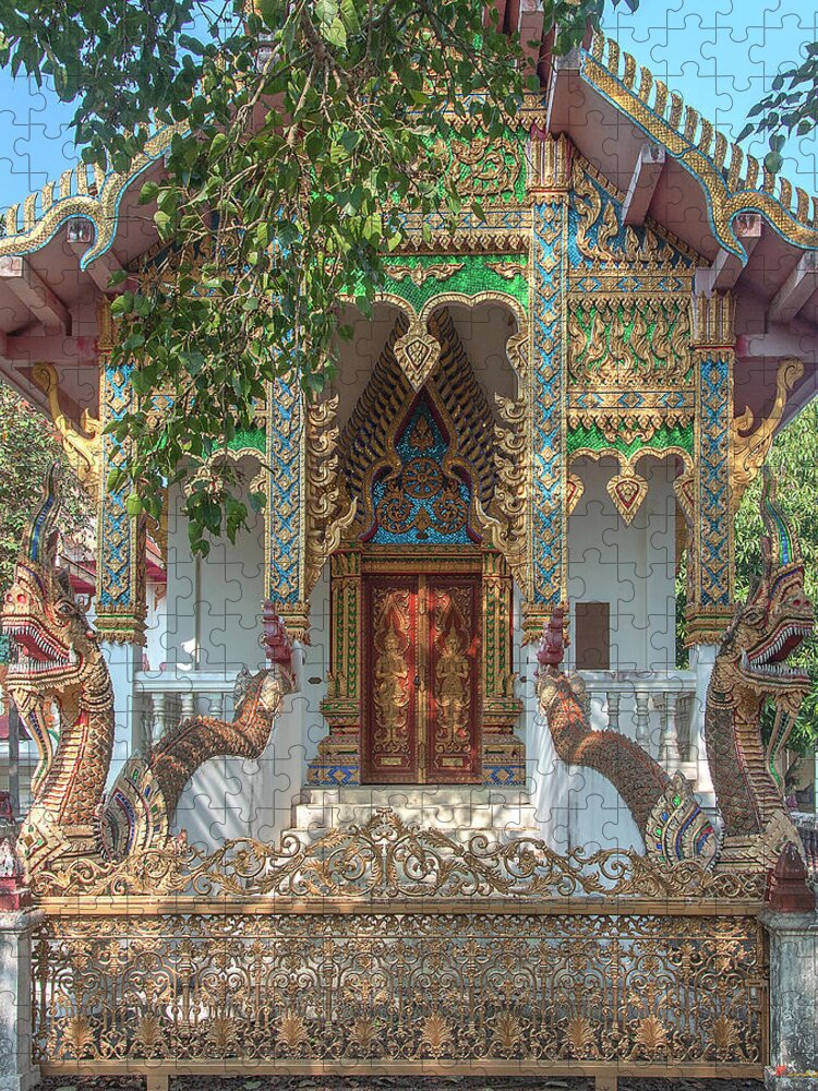 Scenic Jigsaw Puzzle featuring the photograph Wat Nam Phueng Phra Ubosot Entrance DTHLA0012 by Gerry Gantt