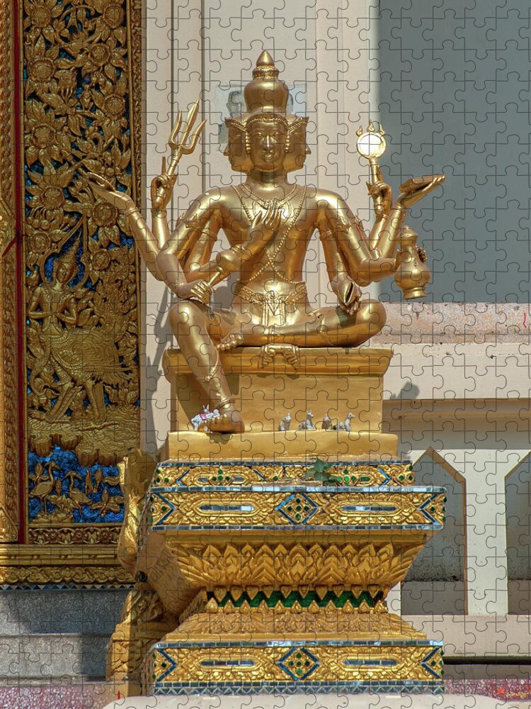Temple Jigsaw Puzzle featuring the photograph Wat Phrom Chariyawat Phra Ubosot Brahma Image DTHNS0121 by Gerry Gantt