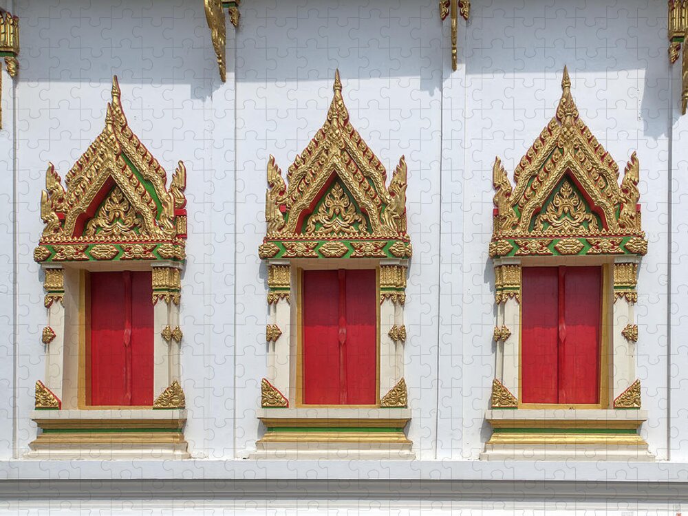 Temple Jigsaw Puzzle featuring the photograph Wat Pradoem Phra Ubosot Windows DTHCP0086 by Gerry Gantt