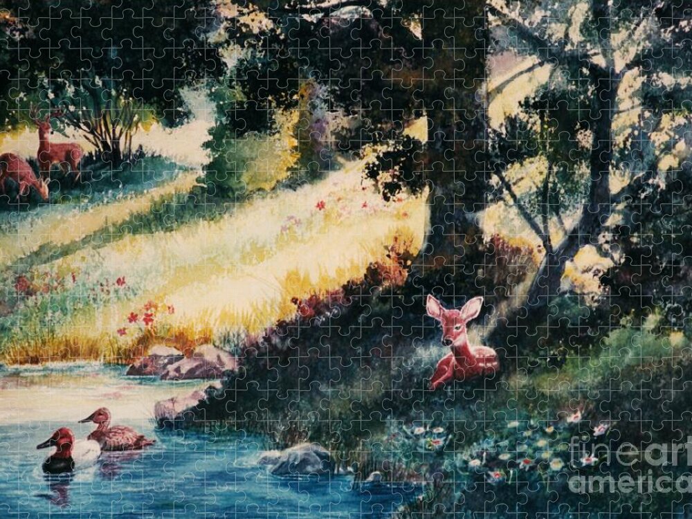 Animals Jigsaw Puzzle featuring the painting Watchful Eye by Marilyn Smith