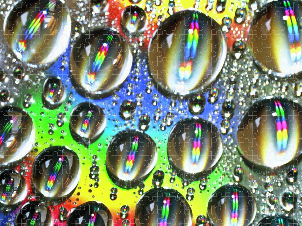 Heiko Jigsaw Puzzle featuring the photograph Water beads and spectrum colors by Heiko Koehrer-Wagner