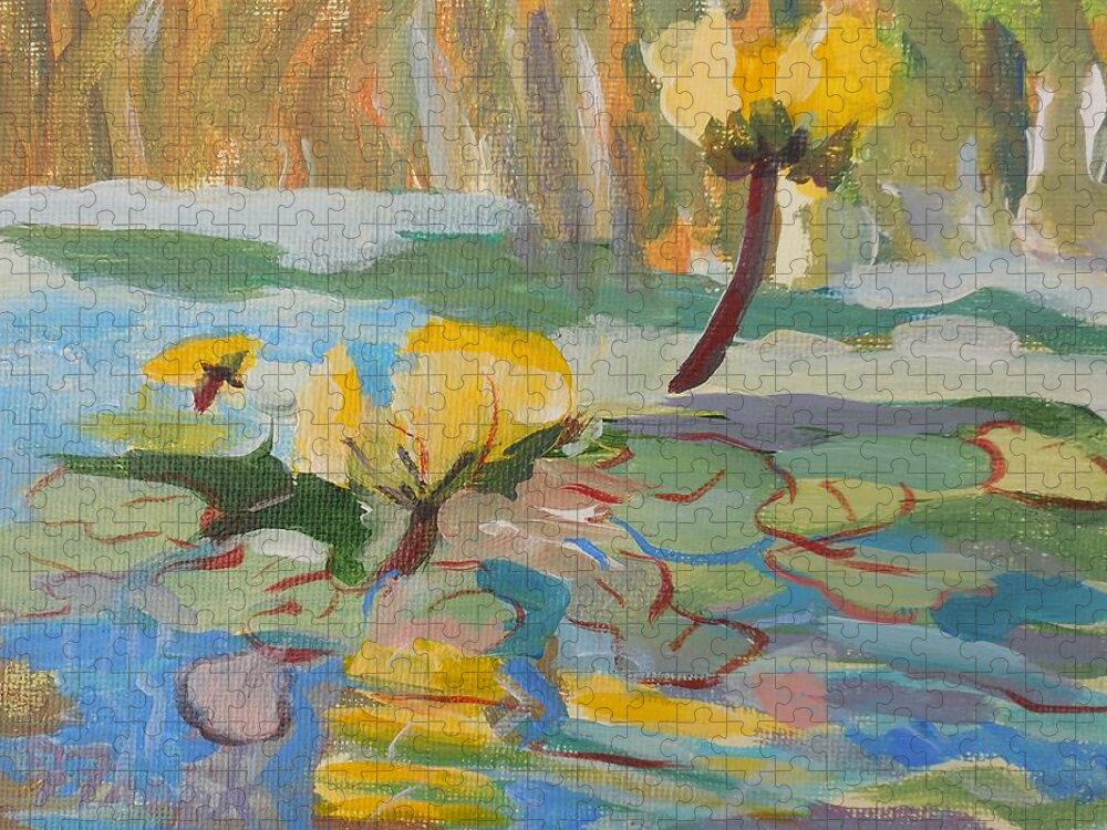 Water Lilies Jigsaw Puzzle featuring the painting Water Lilies by Francine Frank