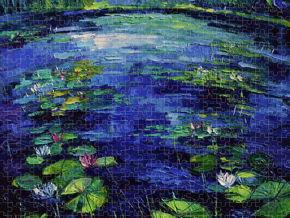 Water Lilies Magic Jigsaw Puzzle featuring the painting Water Lilies Magic by Mona Edulesco