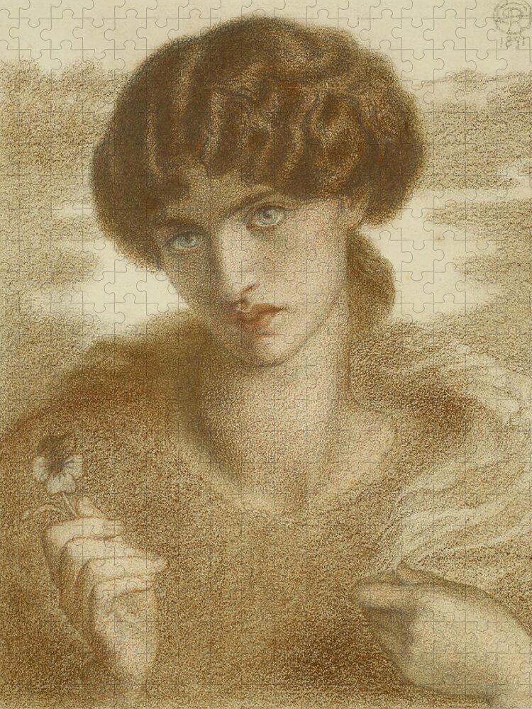 Dante Gabriel Rossetti Jigsaw Puzzle featuring the drawing Water Willow - Study of Female Head and Shoulders by Dante Gabriel Rossetti