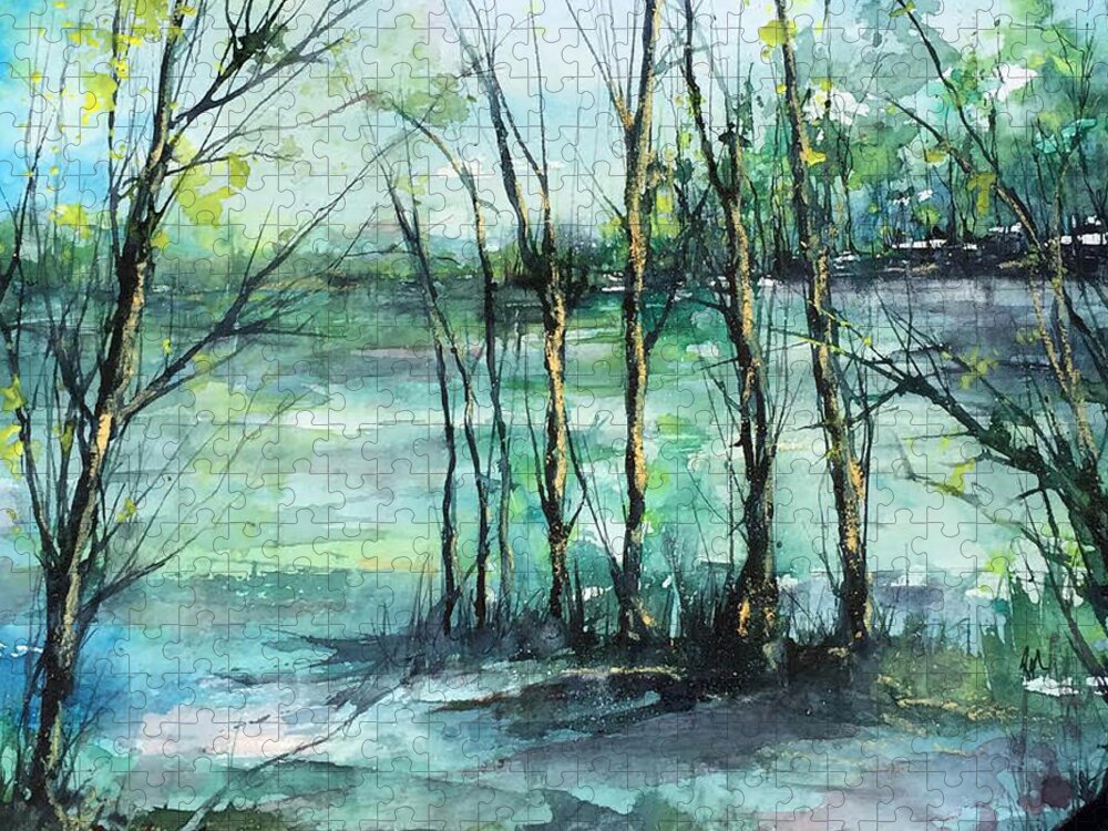Oil Pastel Jigsaw Puzzle featuring the painting Watercolor Morning by Robin Miller-Bookhout