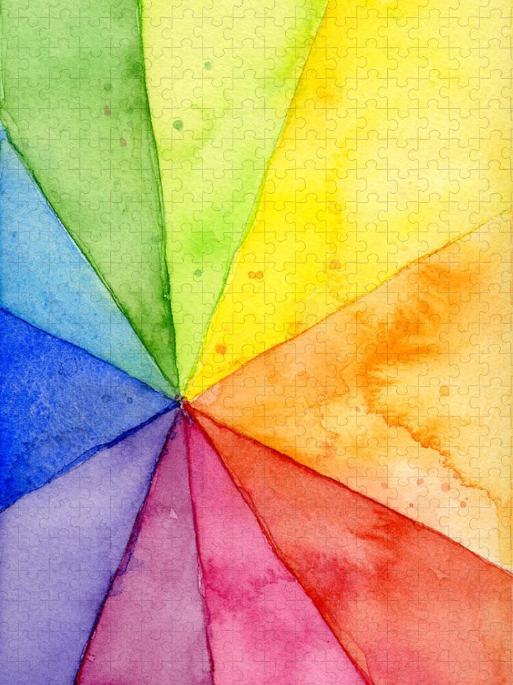 Watercolor Jigsaw Puzzle featuring the painting Watercolor Rainbow Beachball Pattern by Olga Shvartsur