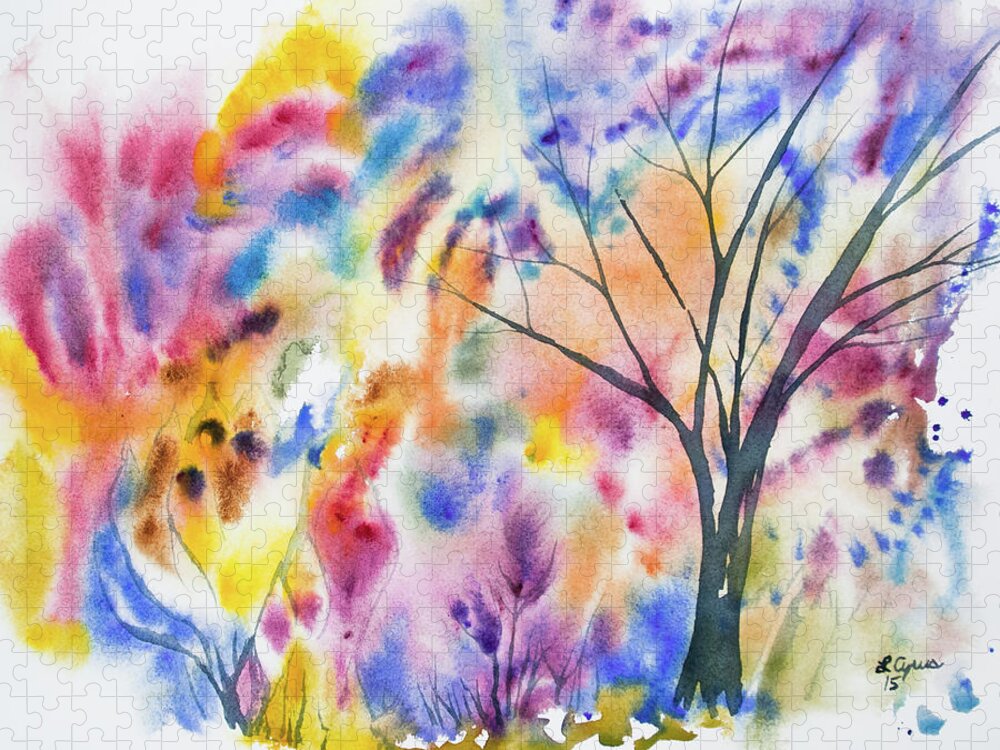 Tree Jigsaw Puzzle featuring the painting Watercolor - Whimsical Tree by Cascade Colors