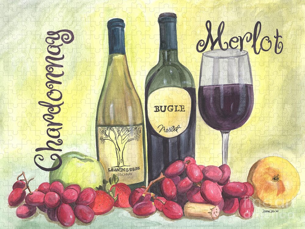 Wine Jigsaw Puzzle featuring the painting Watercolor Wine by Debbie DeWitt