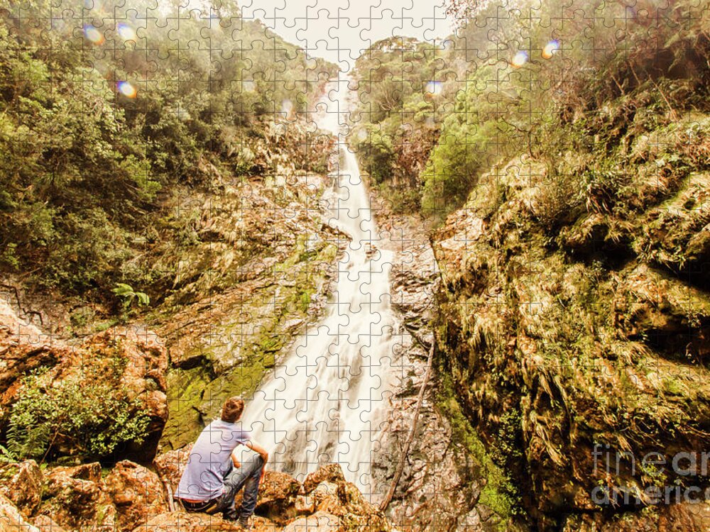 Fall Jigsaw Puzzle featuring the photograph Waterfall discovery by Jorgo Photography
