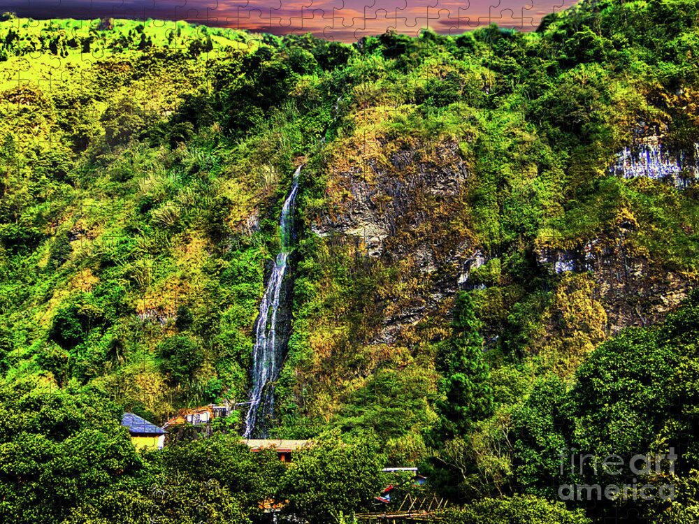 Water Jigsaw Puzzle featuring the photograph Waterfall In Banos-Ambato, Ecuador II by Al Bourassa