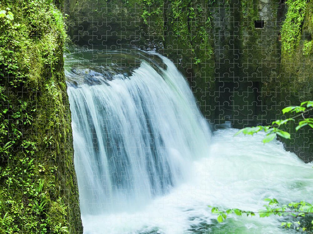 Waterfall Landscape Jigsaw Puzzle featuring the photograph Waterfall by Paul MAURICE
