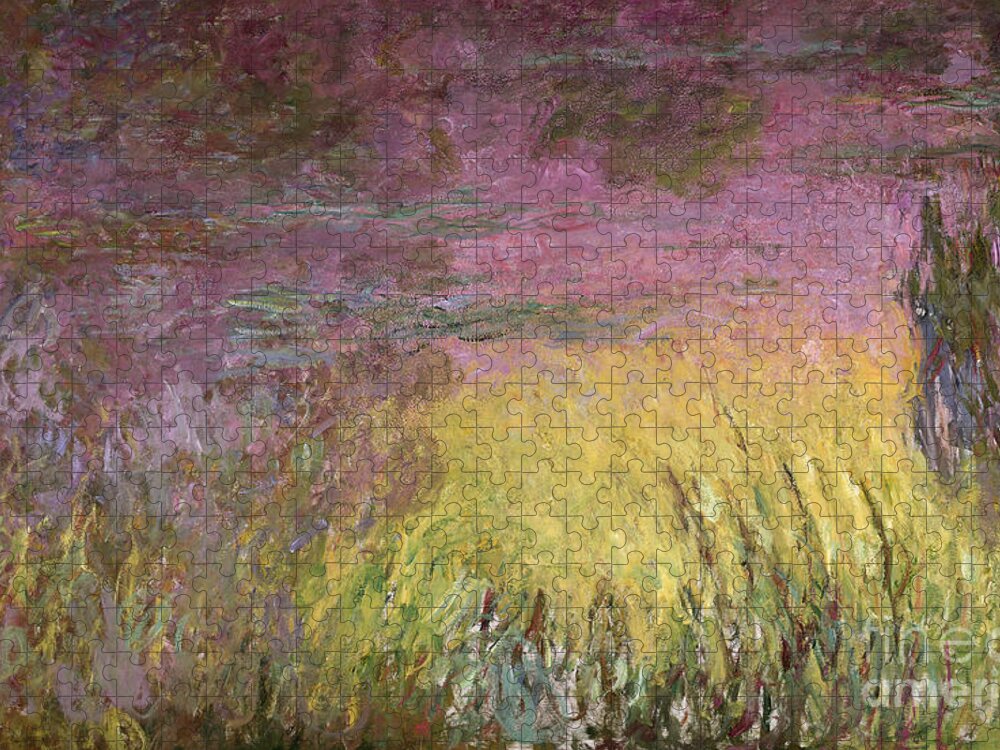 Waterlilies At Sunset Jigsaw Puzzle featuring the painting Waterlilies at Sunset by Claude Monet