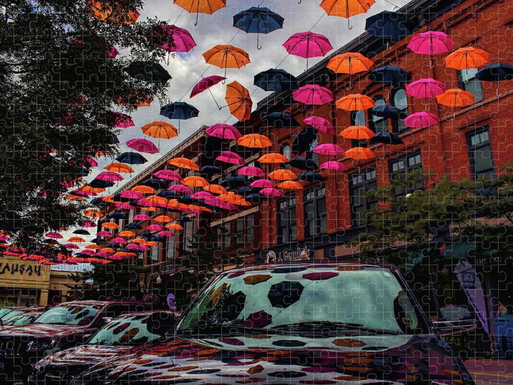 Wausau Jigsaw Puzzle featuring the photograph Wausau's Downtown Umbrellas by Dale Kauzlaric