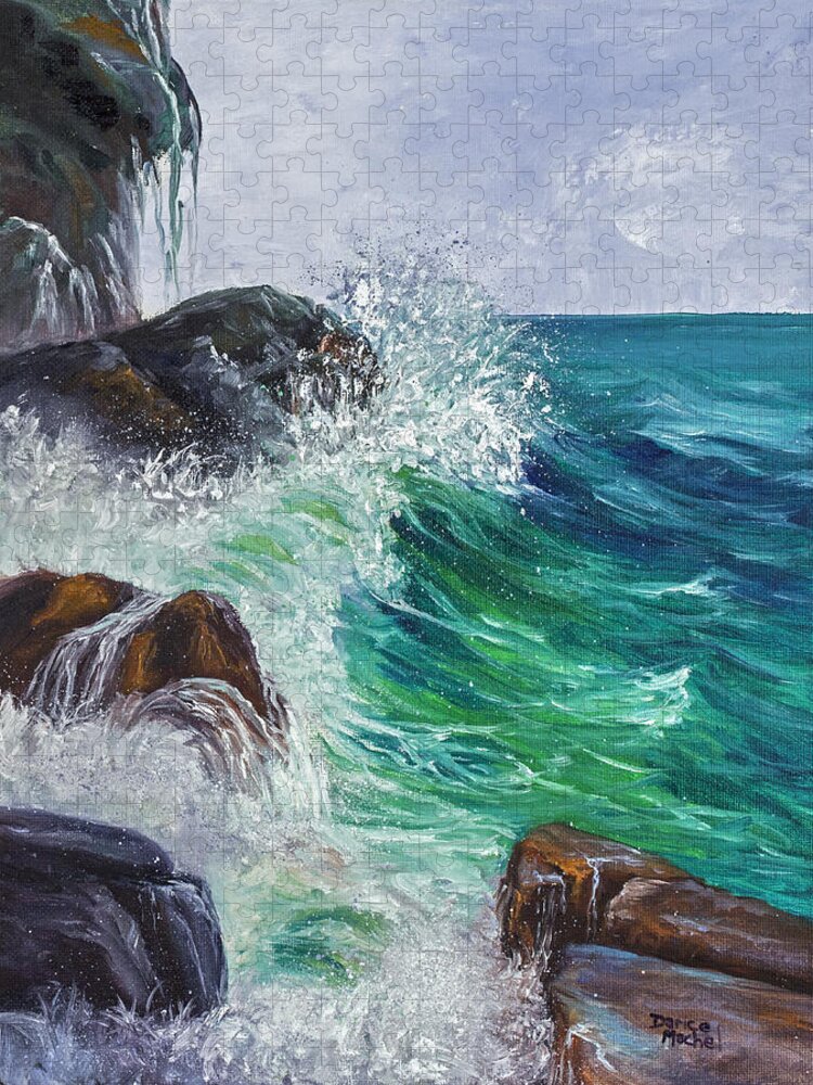 Seascape Jigsaw Puzzle featuring the painting Waves on Maui by Darice Machel McGuire