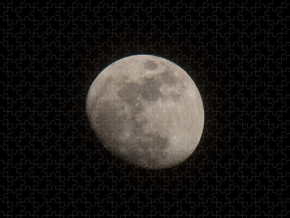 Moon Jigsaw Puzzle featuring the photograph Waxing Gibbous Moon by Tony Hake