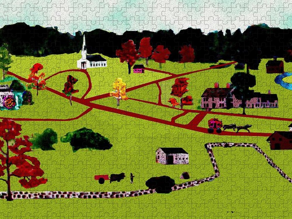 Henry Ford Jigsaw Puzzle featuring the digital art Wayside Inn and Environs by Cliff Wilson