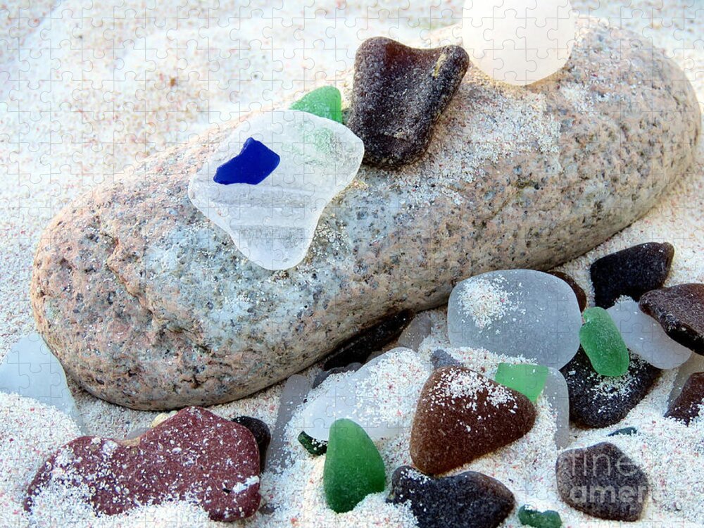 Seaglass Jigsaw Puzzle featuring the photograph Weathered Beach Gems by Janice Drew