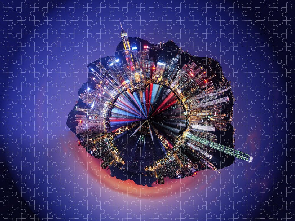 Wee Planet Jigsaw Puzzle featuring the digital art Wee Hong Kong Planet by Nikki Marie Smith