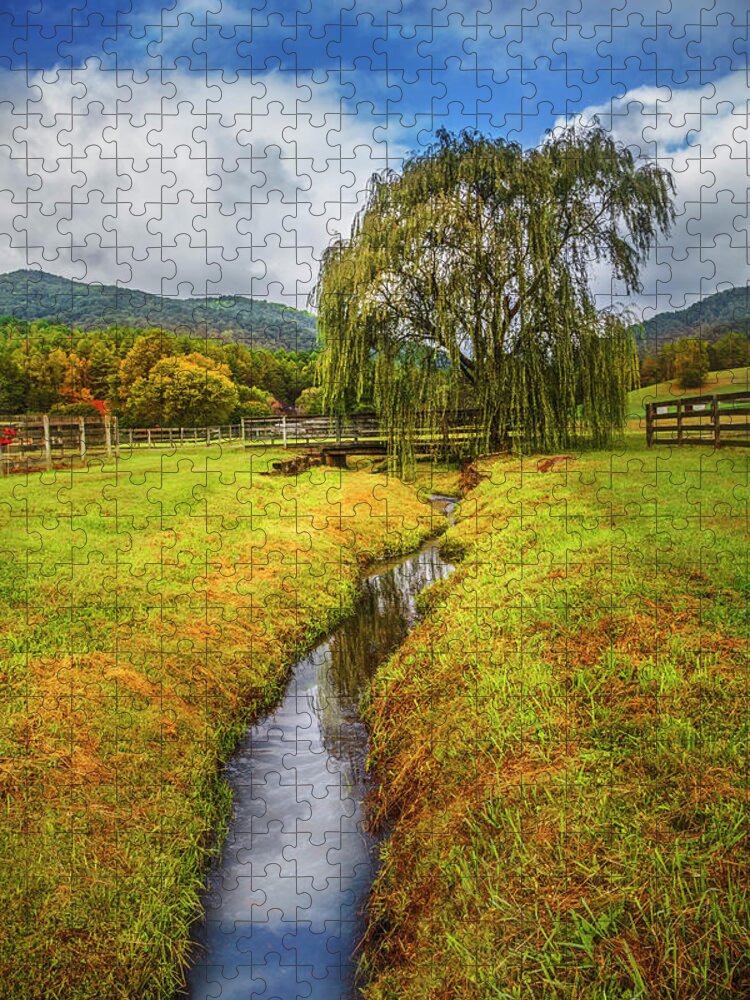 Appalachia Jigsaw Puzzle featuring the photograph Weeping Willow In Early Autumn by Debra and Dave Vanderlaan