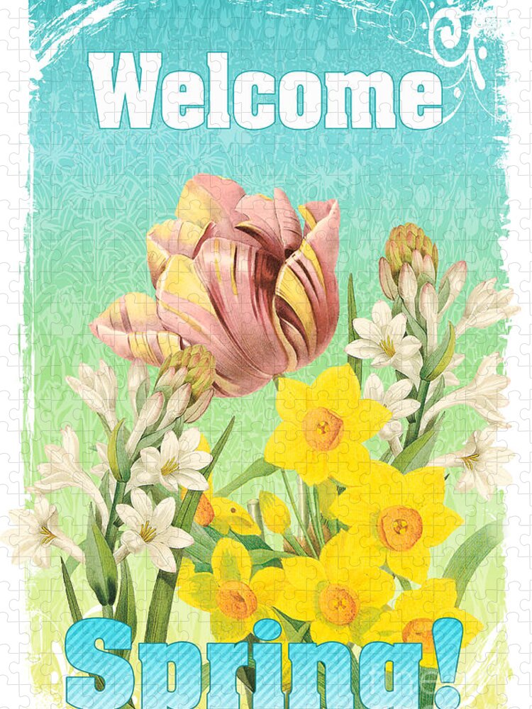 Jean Plout Jigsaw Puzzle featuring the painting Welcome Spring Flowers-JP2775 by Jean Plout