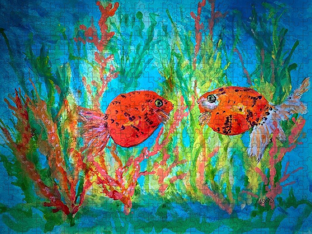 Goldfish Jigsaw Puzzle featuring the painting Well Hello There by Anne Sands