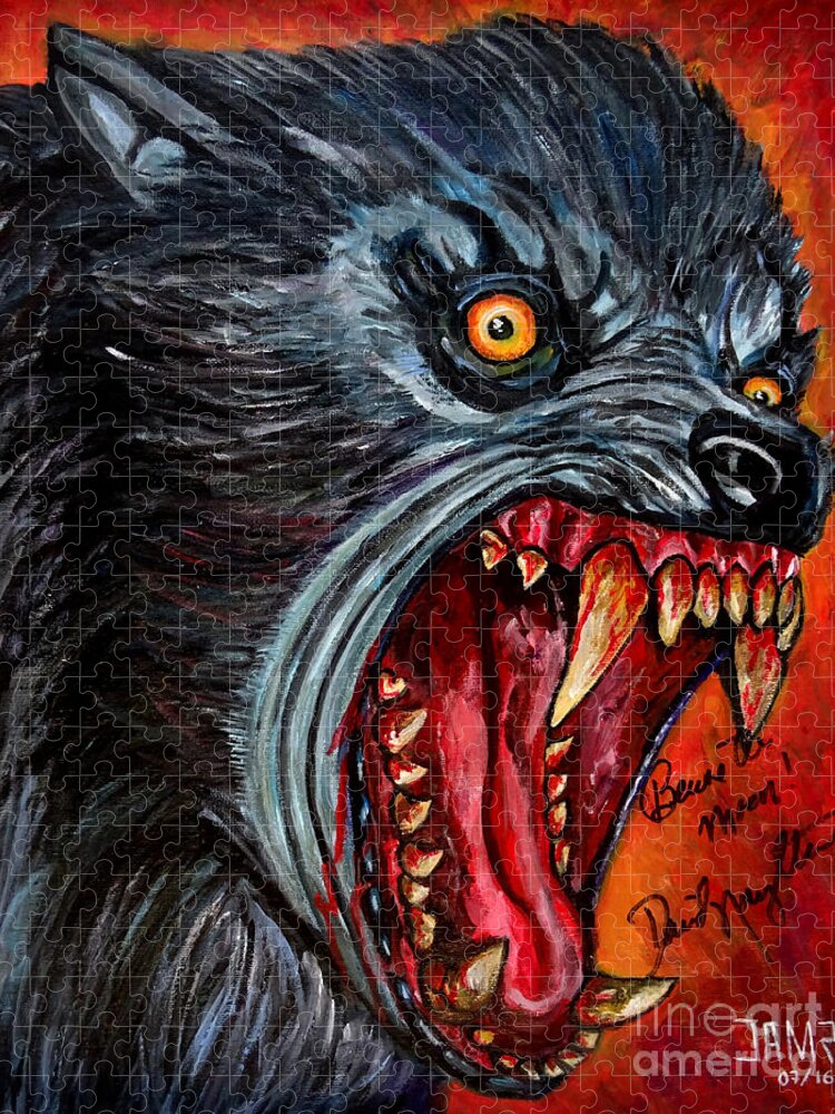 An American Werewolf In London Jigsaw Puzzle featuring the painting Werewolf2 by Jose Antonio Mendez