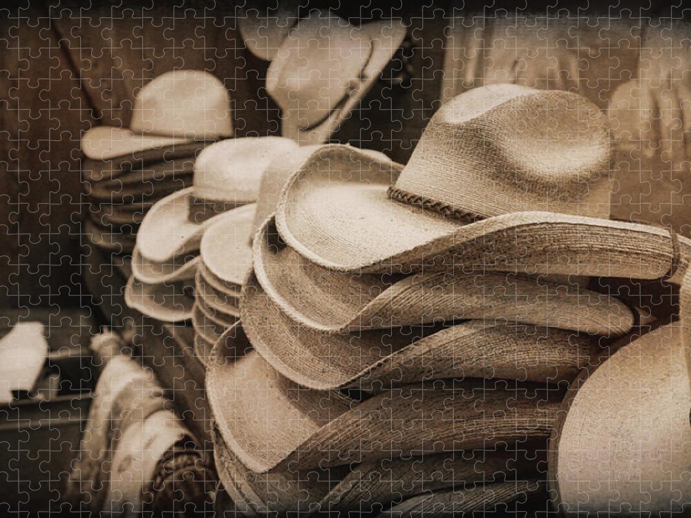 Cowboy Hat Jigsaw Puzzle featuring the photograph Western Cowboy Hats by Judy Vincent