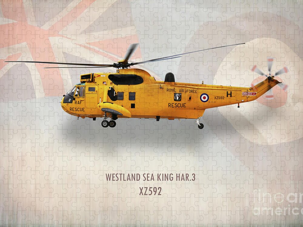 Sea King Jigsaw Puzzle featuring the digital art Westland Sea King HAR3 XZ592 by Airpower Art