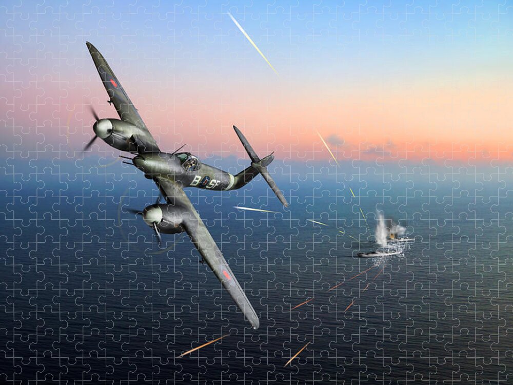 137 Squadron Jigsaw Puzzle featuring the photograph Westland Whirlwind attacking E-boats by Gary Eason