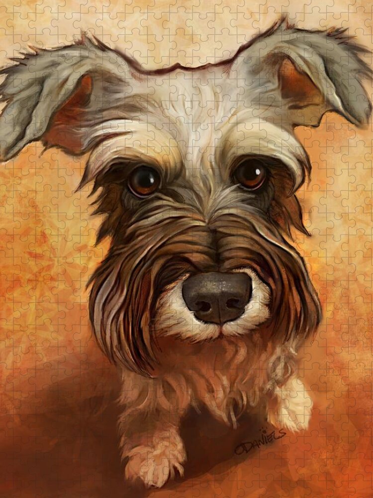 Schnauzer Jigsaw Puzzle featuring the painting What about Me? by Sean ODaniels
