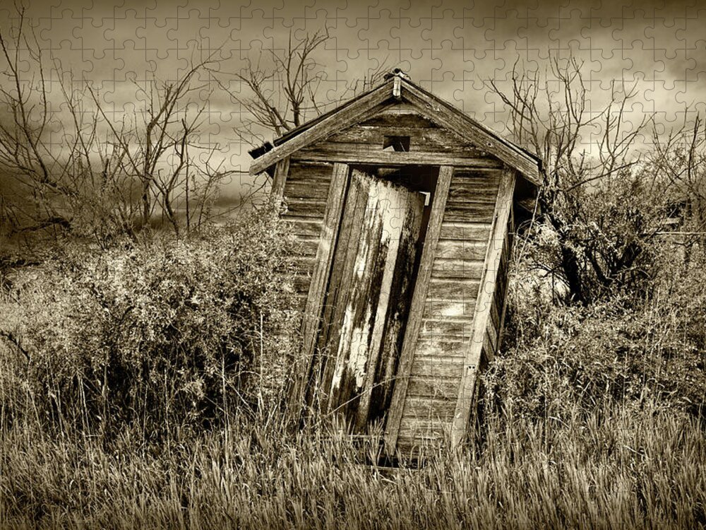 Outhouse Jigsaw Puzzle featuring the photograph When Nature Calls in Sepia Tone by Randall Nyhof