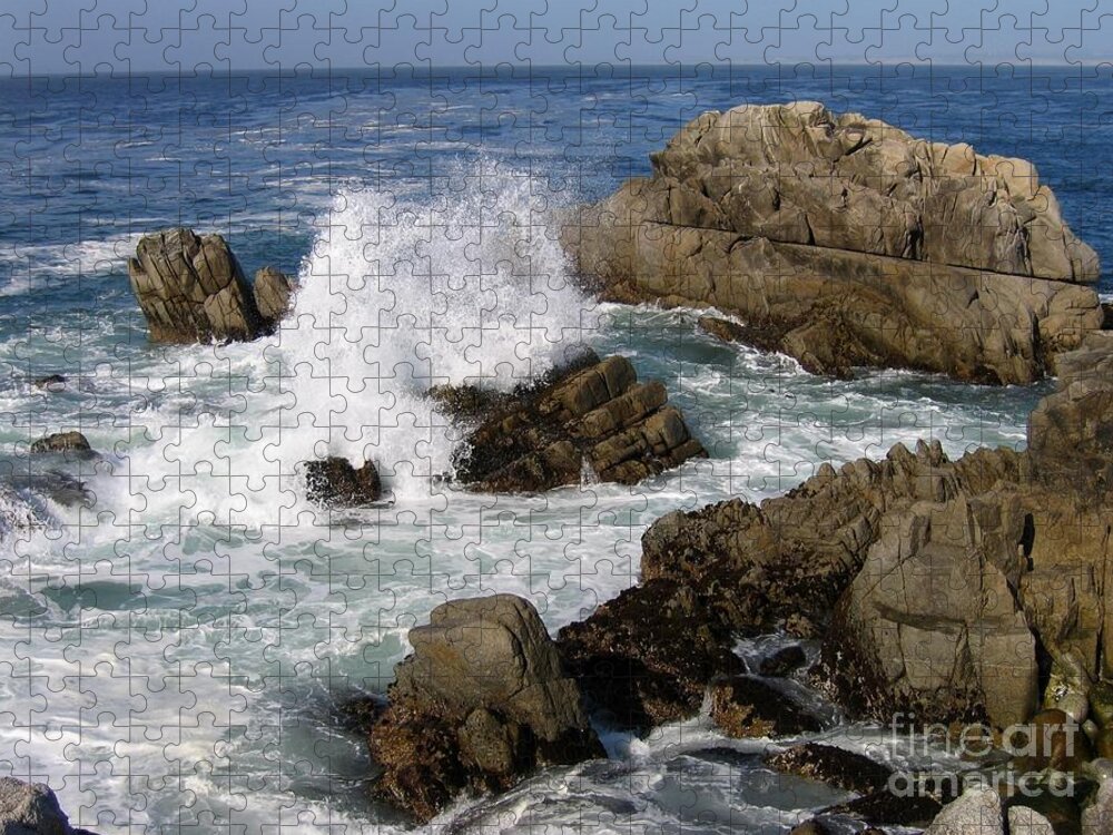 Pacific Grove Jigsaw Puzzle featuring the photograph When Water Meets Granite by James B Toy
