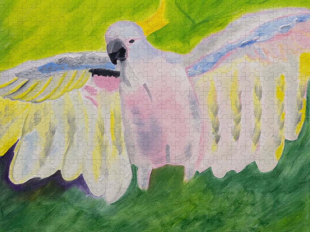 Cockatoo Jigsaw Puzzle featuring the painting Pastel Feathered Cockatoo by Meryl Goudey