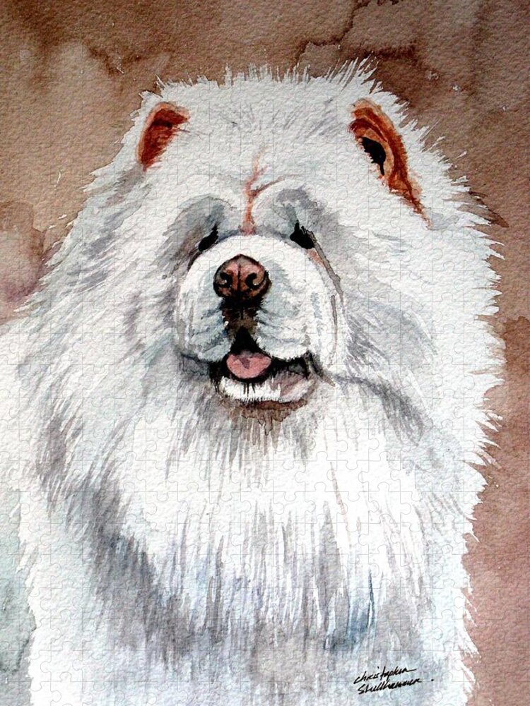 Chow Chow Jigsaw Puzzle featuring the painting White Chow Chow by Christopher Shellhammer