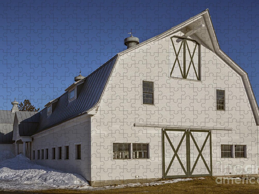 Vermont Jigsaw Puzzle featuring the photograph White horse barn in Vermont by Edward Fielding