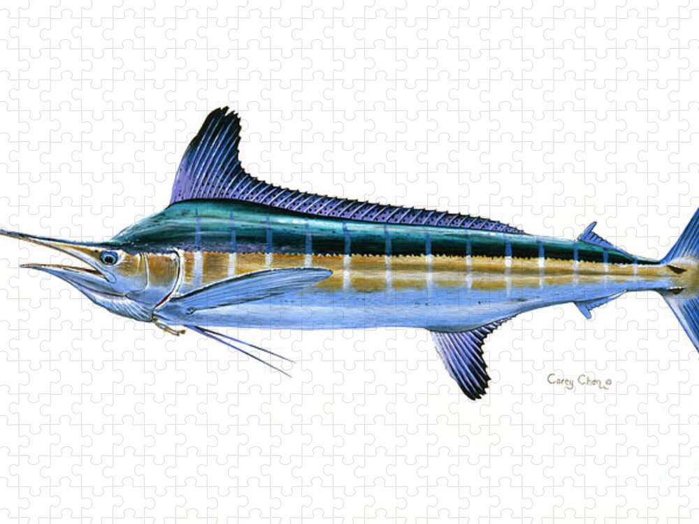 White Marlin Jigsaw Puzzle featuring the painting White Marlin by Carey Chen