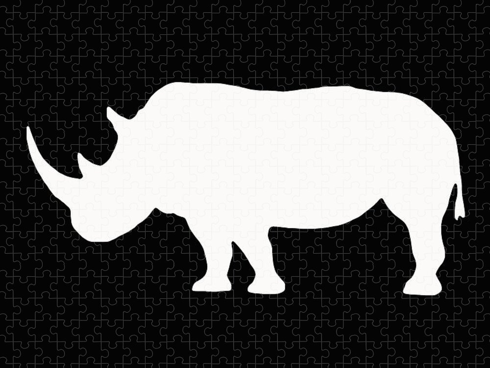 White Rhino Jigsaw Puzzle featuring the digital art White Rhino Left by Ernest Echols