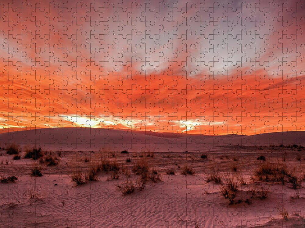 White Sands National Monument Jigsaw Puzzle featuring the photograph White Sand Sunrise by John Roach