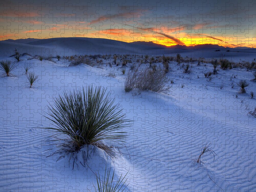 Desert Jigsaw Puzzle featuring the photograph White Sands Sunset by Peter Tellone