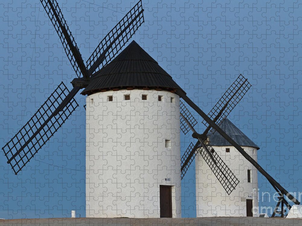 Windmills Jigsaw Puzzle featuring the photograph White Windmills by Heiko Koehrer-Wagner
