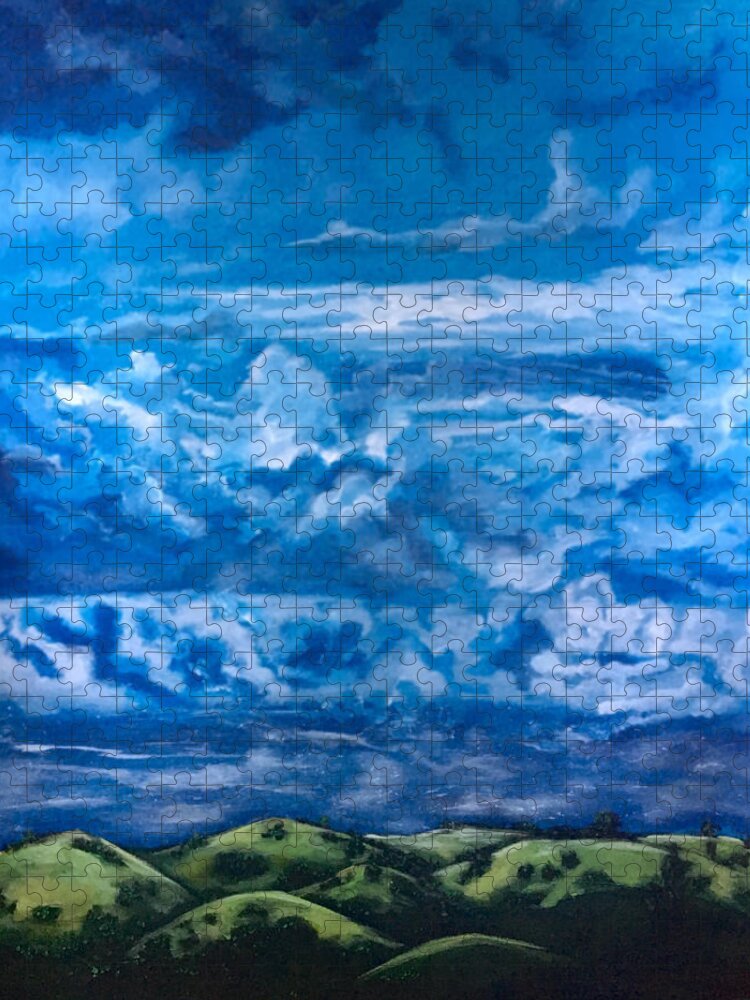 Sky Jigsaw Puzzle featuring the painting Wild Blue by Joel Tesch