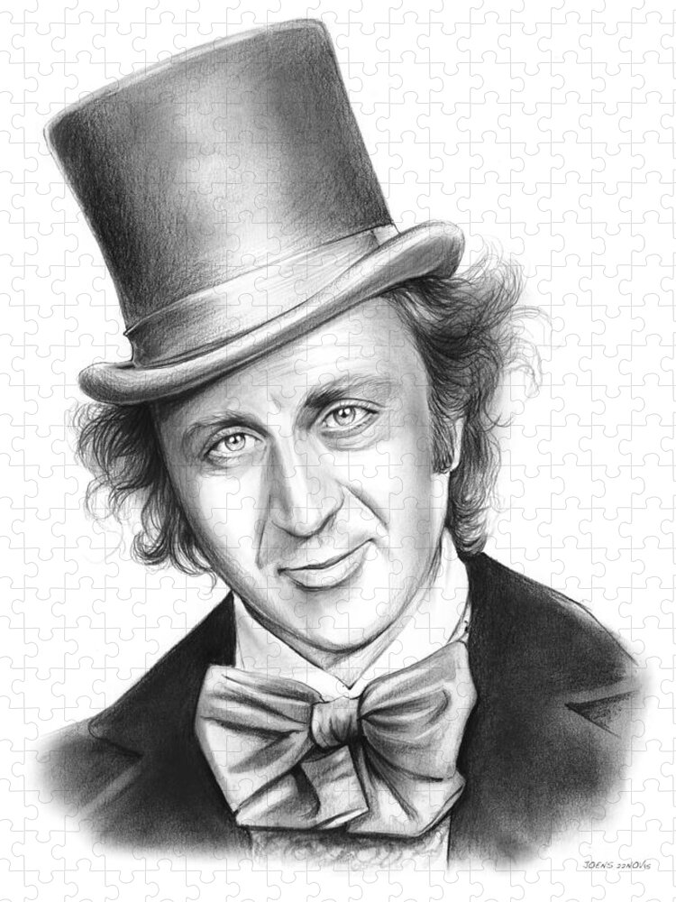 Willy Wonka Jigsaw Puzzle featuring the drawing Willy Wonka by Greg Joens