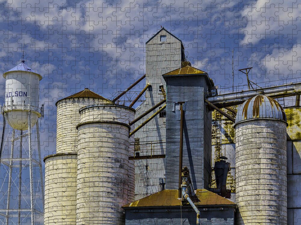 Steven Bateson Jigsaw Puzzle featuring the photograph Wilson Grain Elevators by Steven Bateson